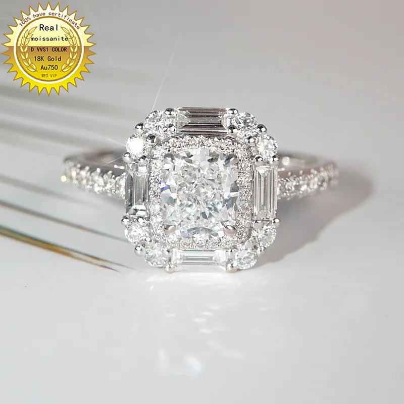 18K goldr ring 1ct D VVS moissanite ring Engagement&Wedding Jewellery with certificate 028 - RY MARKET PLACE