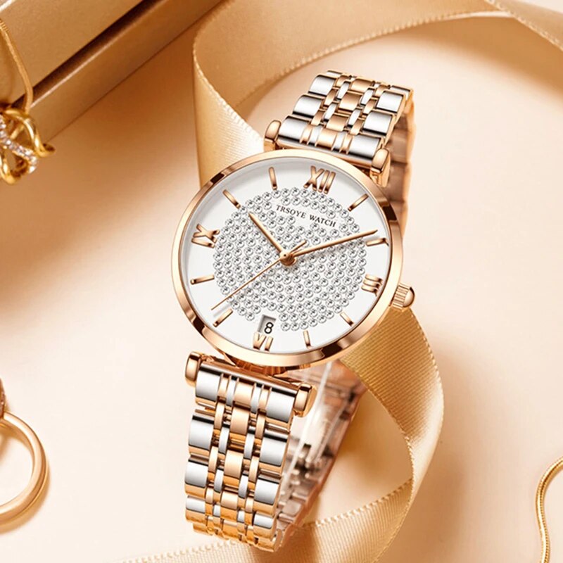 2022 Women Square Watches Luxury Brand Fashion Rose Gold Stainless Steel Ladies Wristwatches Reloj Mujer Best Selling Montre - RY MARKET PLACE