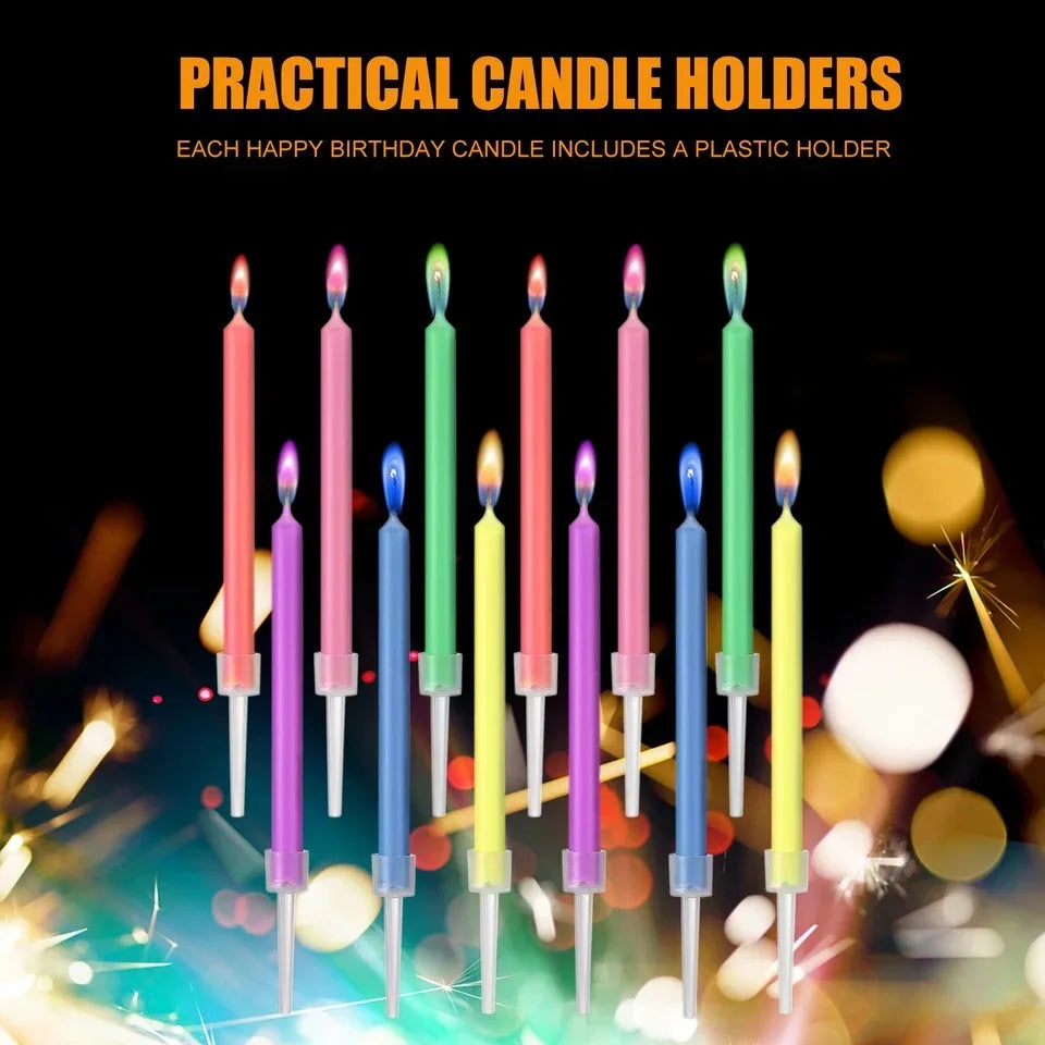 Multicolour Flame Candles Colorful Wedding Party Birthday Cake Candles Decoration Party Supplies for Children Kids 6 or 12PCS