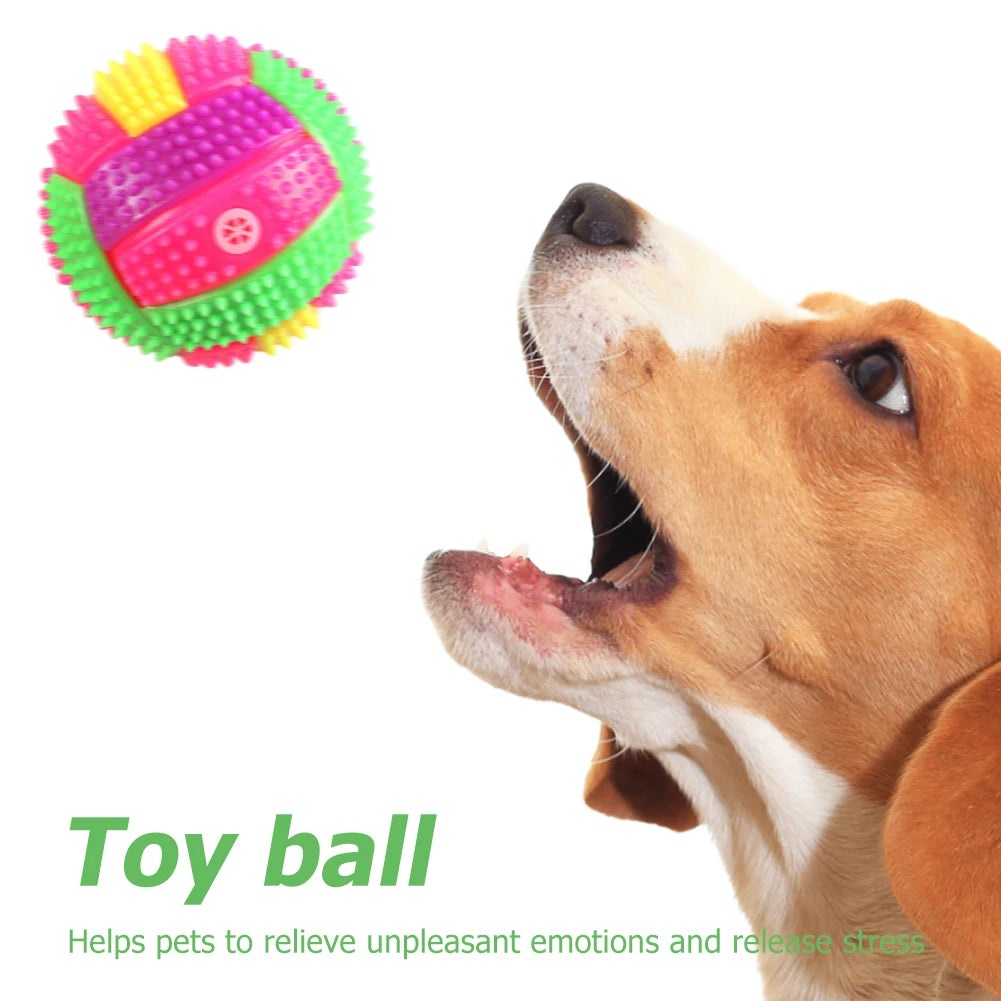 Pet Dog Toys Interactive Elasticity Rubber Balls Cat Dog Chew Toys Flashing Bouncy Volleyball Ball LED Light Hedgehog Bouncing