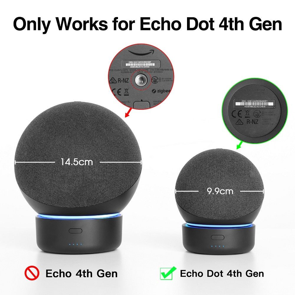 GGMM D4 D5 Original Battery Base Made For Echo Dot (4th/5th Gen) Charger Portable Battery Base For Amazon Alexa Smart Speaker - RY MARKET PLACE