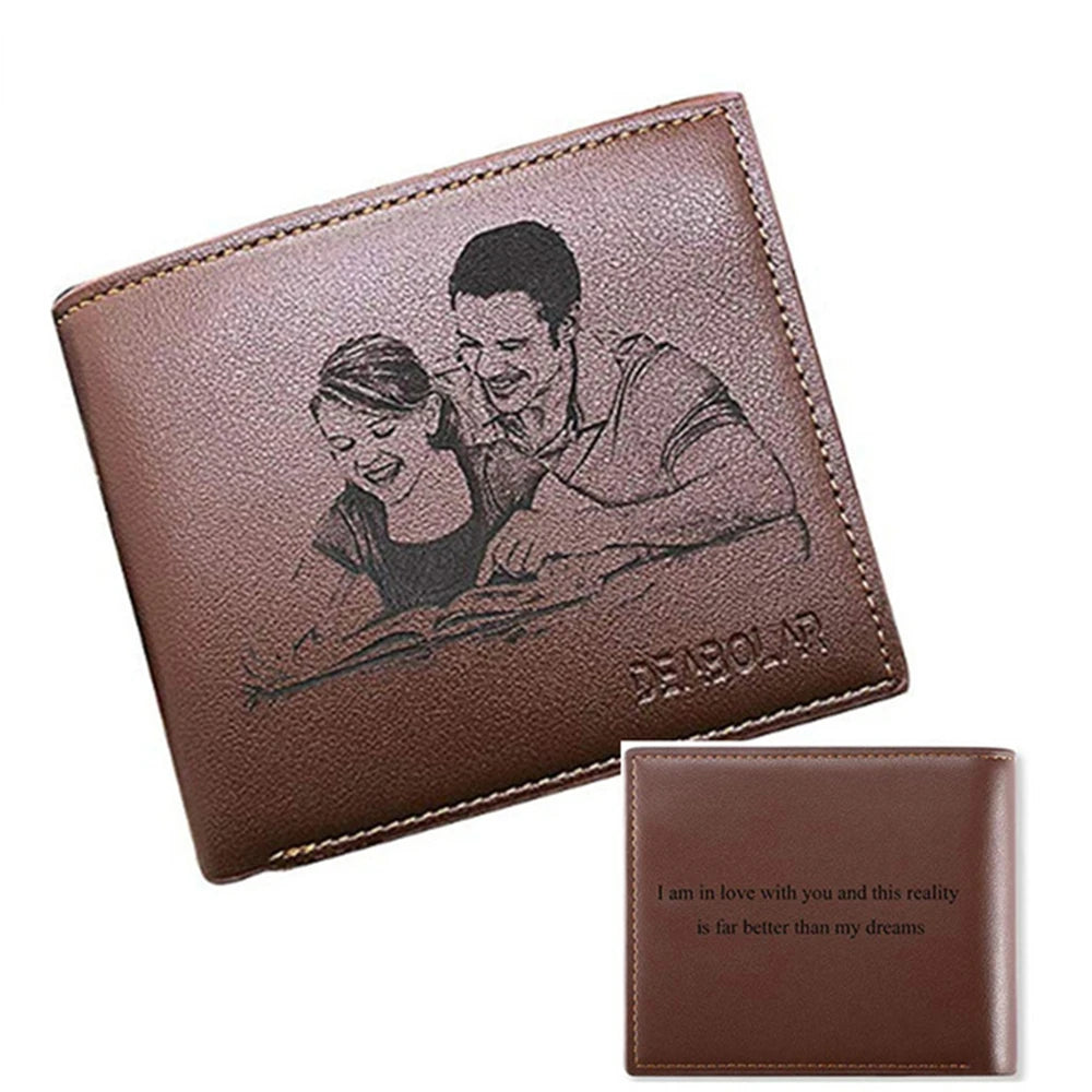 New Men High Quality Custom Wallets PU Leather Engraved Name Personality Wallet Accessories Suit Short Purse Father's Day Gift