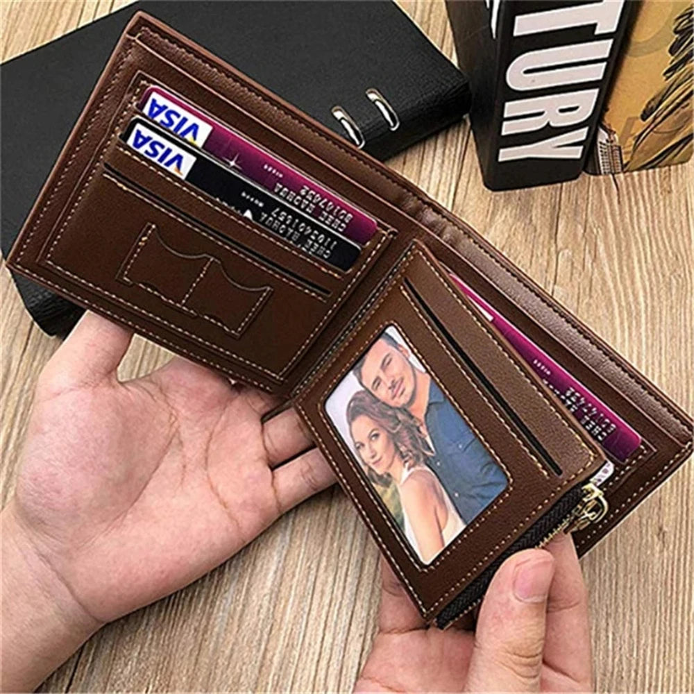 New Men High Quality Custom Wallets PU Leather Engraved Name Personality Wallet Accessories Suit Short Purse Father's Day Gift