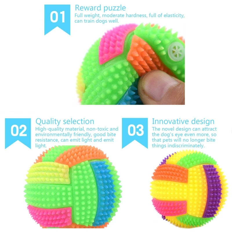 Pet Dog Toys Interactive Elasticity Rubber Balls Cat Dog Chew Toys Flashing Bouncy Volleyball Ball LED Light Hedgehog Bouncing