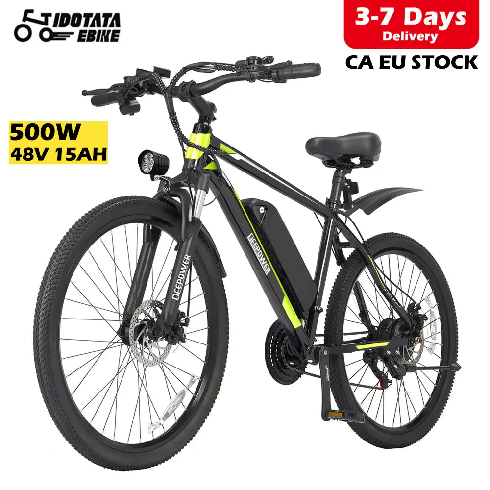 EU Delivery Electric Bicycle 48V 12.8AH Lithium Battery 500W Adult Mountain Electric Bike 21Speed Cycling Bicycle 26INCH Ebike