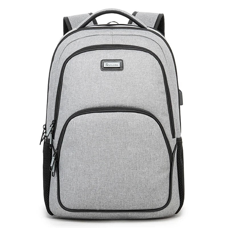 Big Capacity Men Backpack Laptop 15.6 Oxford Gray Solid High School Bags Teen College Student Back Pack Multifunctional Bagpack - RY MARKET PLACE