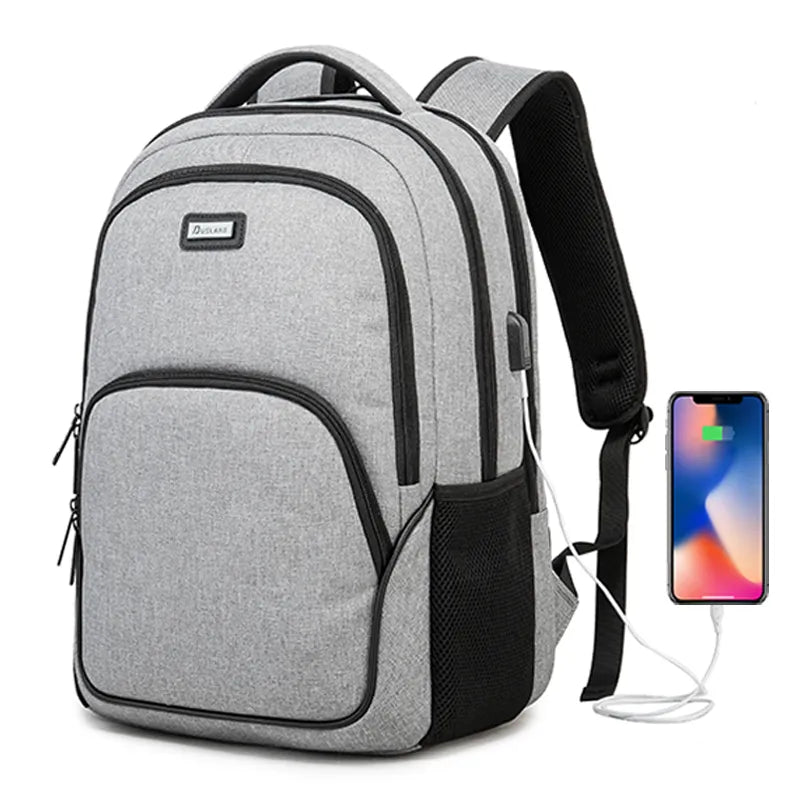 Big Capacity Men Backpack Laptop 15.6 Oxford Gray Solid High School Bags Teen College Student Back Pack Multifunctional Bagpack - RY MARKET PLACE