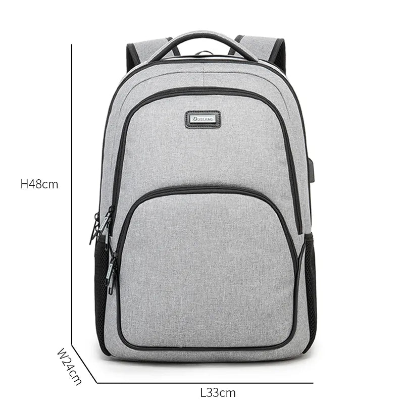 Big Capacity Men Backpack Laptop 15.6 Oxford Gray Solid High School Bags Teen College Student Back Pack Multifunctional Bagpack - RY MARKET PLACE