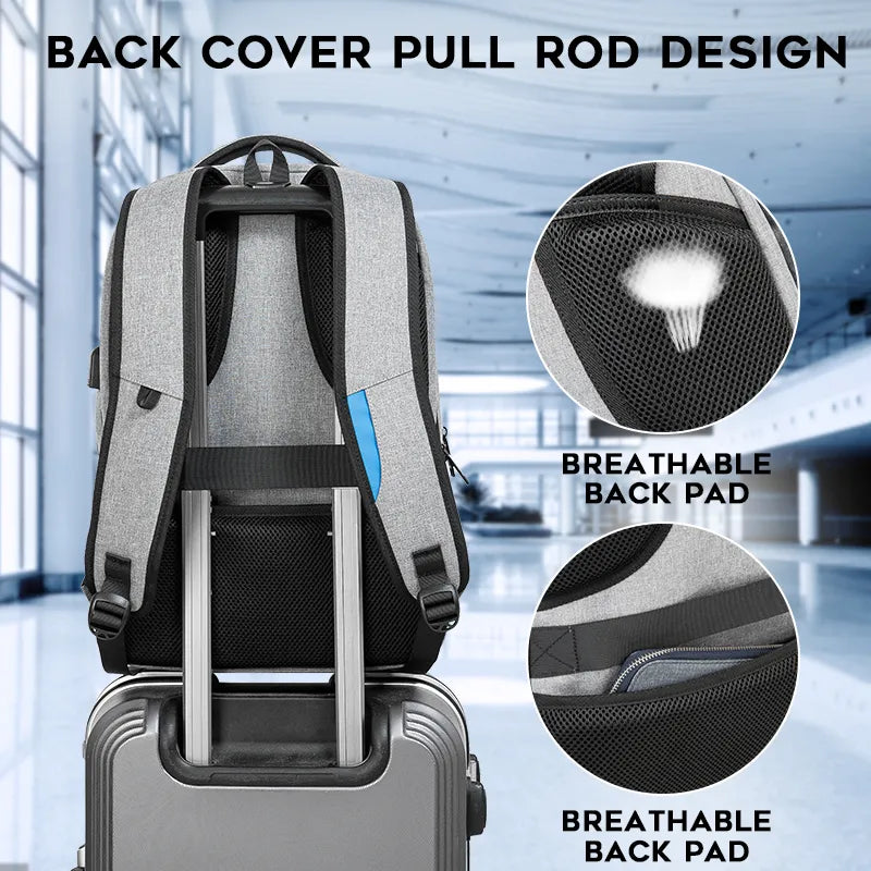 Big Capacity Men Backpack Laptop 15.6 Oxford Gray Solid High School Bags Teen College Student Back Pack Multifunctional Bagpack - RY MARKET PLACE