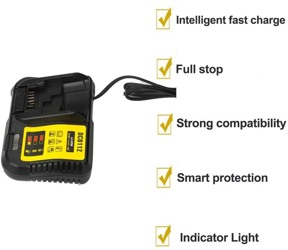 DCB112 Replacement Li-Ion Battery Charger for Dewalt 12 V 14.4V 18V Lithium Cells Battery Charger Best price - RY MARKET PLACE