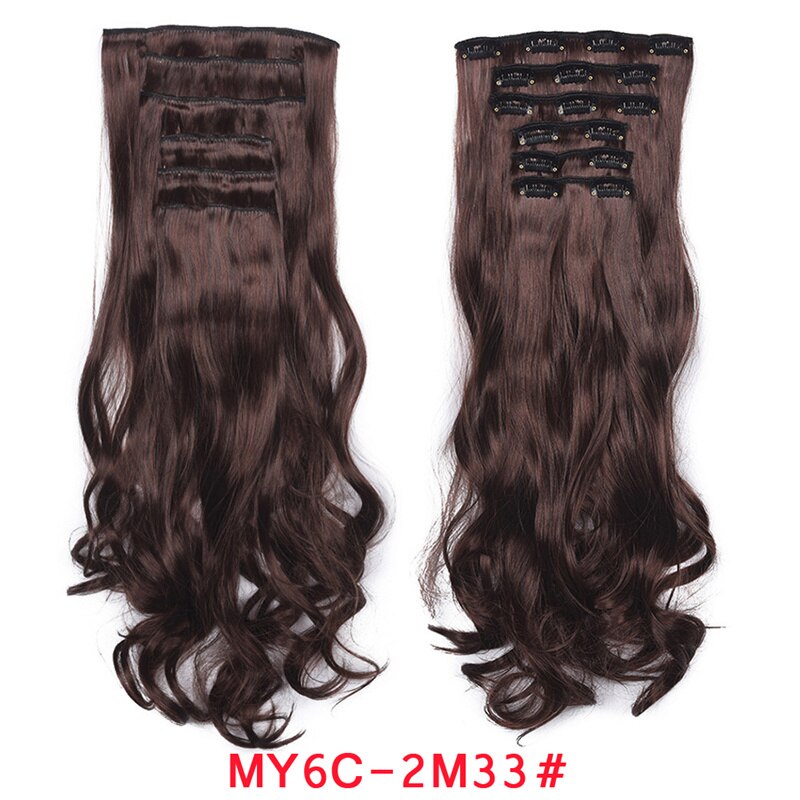 Clip In Hair Extension 20Inch 16 Clips Long Synthetic Hair Heat Resistant Hairpiece Natural Wavy Ombre Hair Piece 6Pcs/Set LIHUI - RY MARKET PLACE