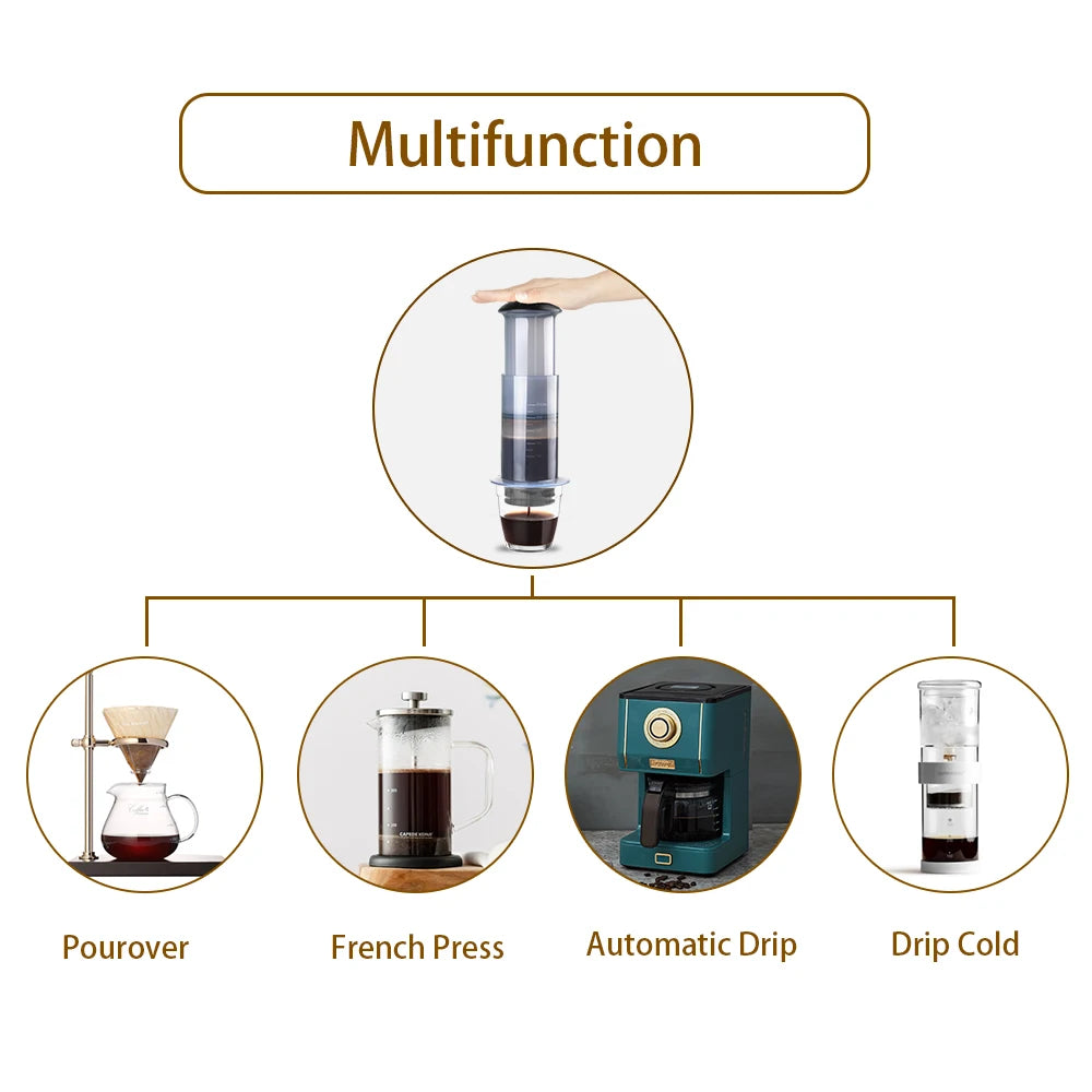 iCafilas Portable Drip Type Coffee Maker Es Press French Press Barista Tools Coffee Air Press Drip Coffee Machine Manual Grinder