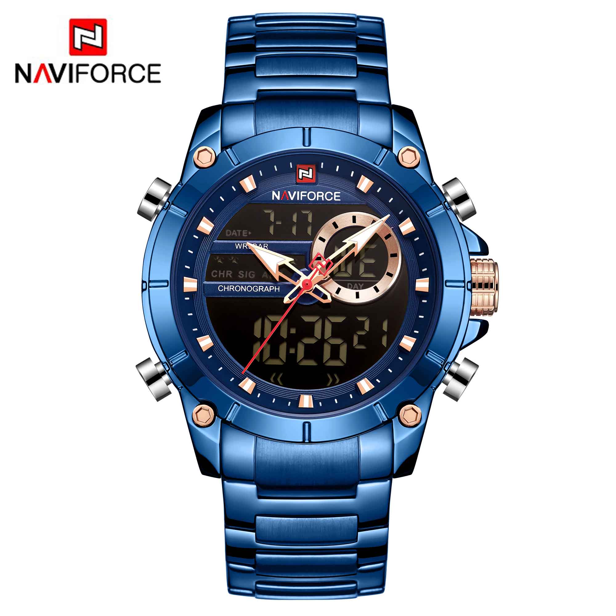 NAVIFORCE Luxury Original Sports Wrist Watch For Men Quartz Steel Waterproof Digital Fashion Watches Male Relogio Masculino 9163 - RY MARKET PLACE