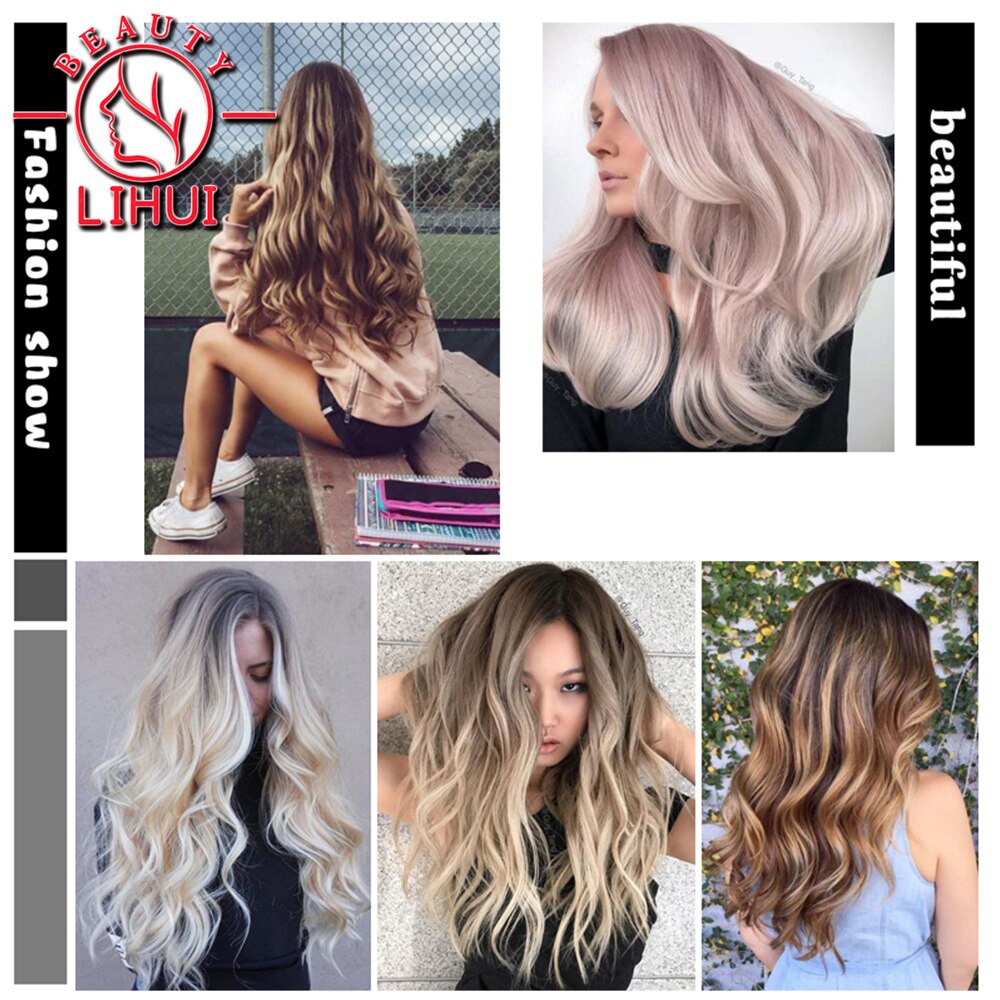 Clip In Hair Extension 20Inch 16 Clips Long Synthetic Hair Heat Resistant Hairpiece Natural Wavy Ombre Hair Piece 6Pcs/Set LIHUI - RY MARKET PLACE