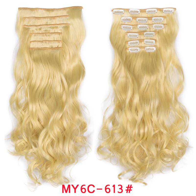 Clip In Hair Extension 20Inch 16 Clips Long Synthetic Hair Heat Resistant Hairpiece Natural Wavy Ombre Hair Piece 6Pcs/Set LIHUI - RY MARKET PLACE