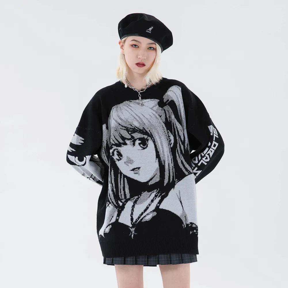 2000s Vintage Knitted Harajuku Kawaii Winter Clothes Women Oversized Sweaters Gothic Long Sleeve Tops Goth Y2k Streetwear Men - RY MARKET PLACE