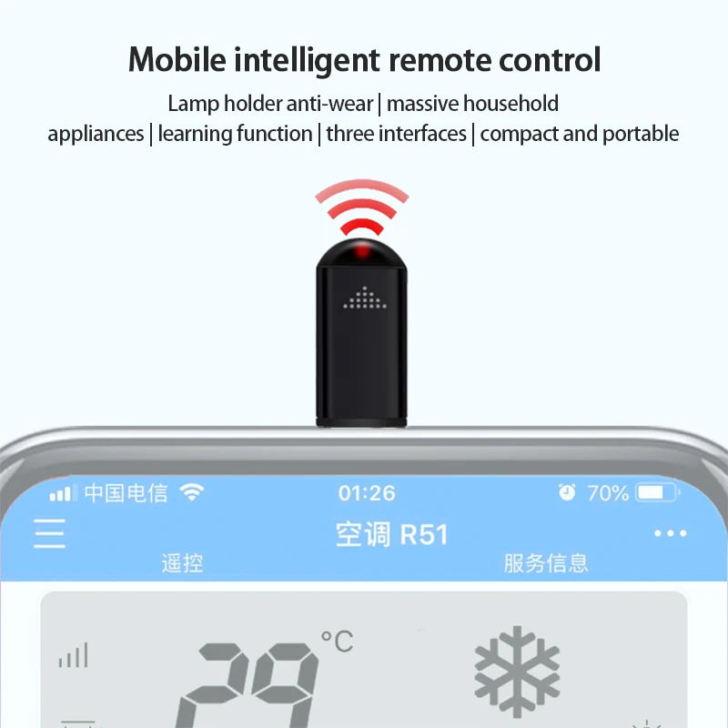 Micro Type-C Interface Wireless Infrared Remote Control Adapter Smart App Control phone Transmitter For Android iPhone Xiaomi