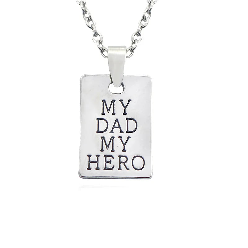 Hot Sale Father's Day Gifts My Dad My Hero Pendant Necklace Chains Father Daddy jewelry