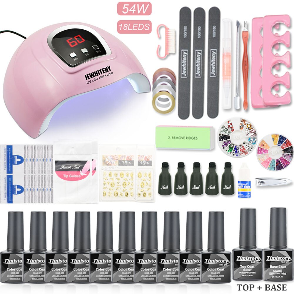 Manicure Nail Set 30/20/10 gel Nail Polish Set Kit 120W UV LAMP Set Electric Nail Drill Nail Art Manicure Set Nail Extension Kit - RY MARKET PLACE