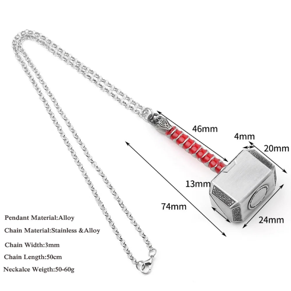 Hammer Silver Plated Pendant Stainless Necklace Men Fashion Creative Jewelry Father's Day Gift Chain Choker Dropshipping