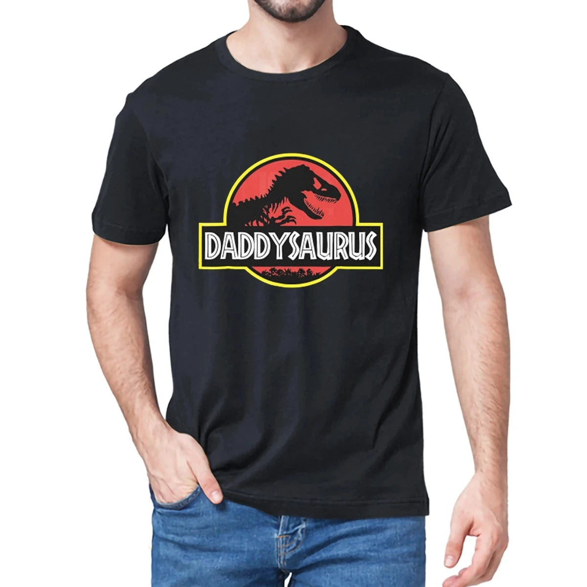 Dinosaur Dad Saurus Father's Day Gifts Funny Graphic Tee Dad Family Birthday Party Tee Tops Men's 100% Cotton T-Shirt