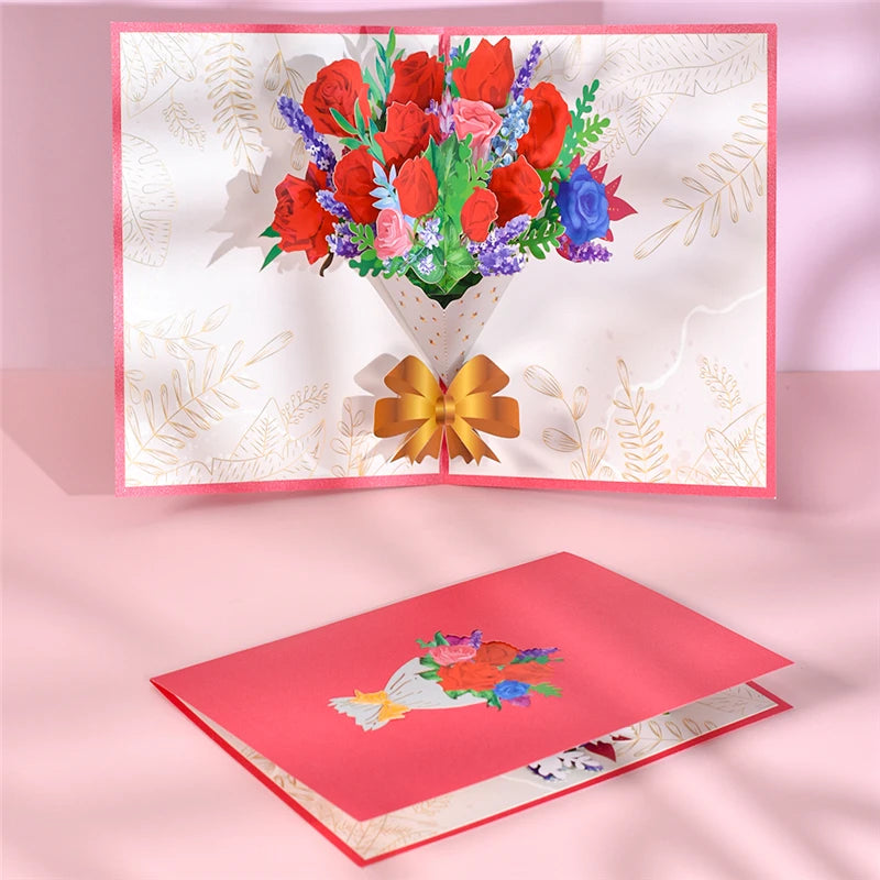 Pop-Up Flower Card Flora 3D Greeting Card for Birthday Mothers Father's Day Graduation Wedding Anniversary Get Well Sympathy