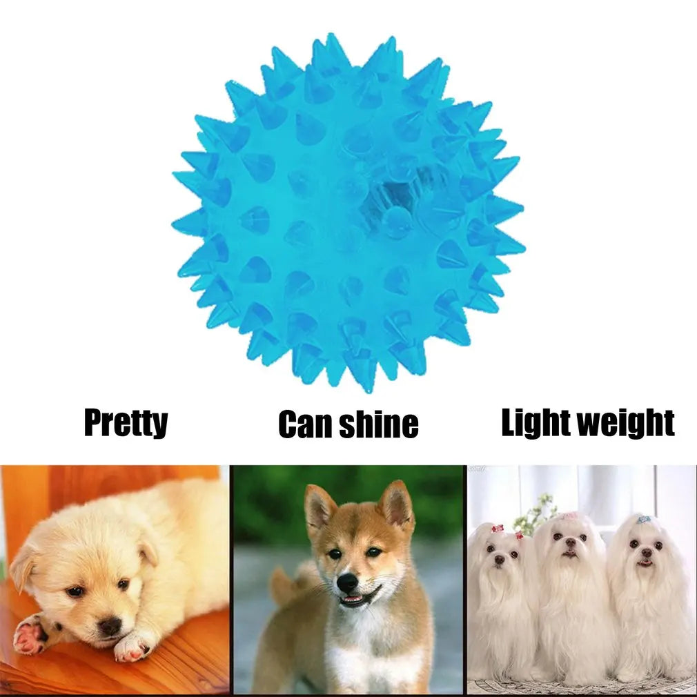 Flashing Light Up Lovely Dog Puppies Cat Pet Hedgehog Ball Rubber Bell Sound Ball Creative Funny Playing Toy For Pets Enjoyable