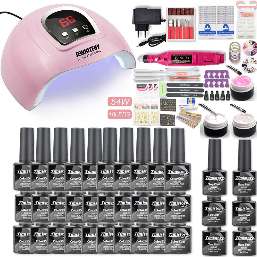 Manicure Nail Set 30/20/10 gel Nail Polish Set Kit 120W UV LAMP Set Electric Nail Drill Nail Art Manicure Set Nail Extension Kit - RY MARKET PLACE