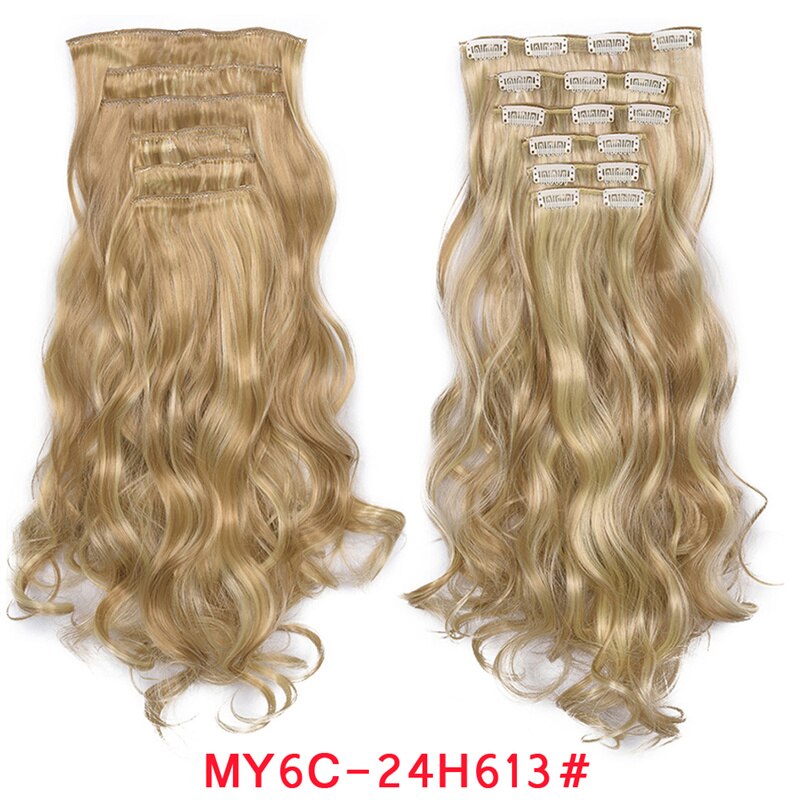 Clip In Hair Extension 20Inch 16 Clips Long Synthetic Hair Heat Resistant Hairpiece Natural Wavy Ombre Hair Piece 6Pcs/Set LIHUI - RY MARKET PLACE