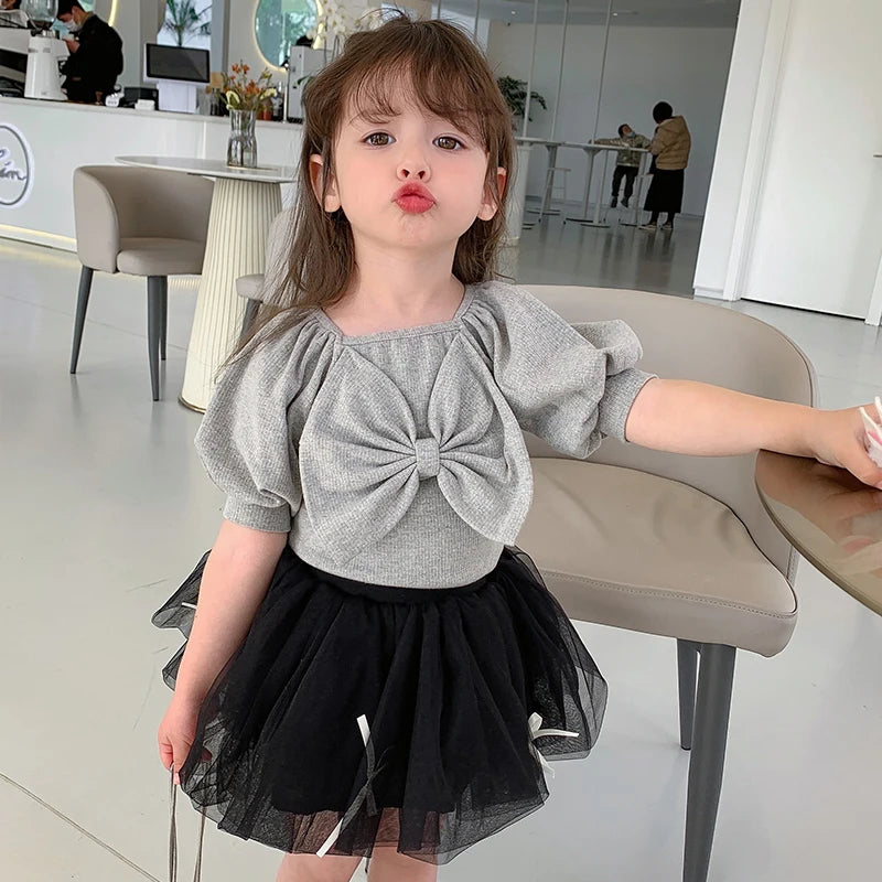 Girls Short Sleeve Shirt Tops Bow Cotton Clothes Summer Baby T Shirt For Girl Children t-shirt Clothing New Fashion Princess