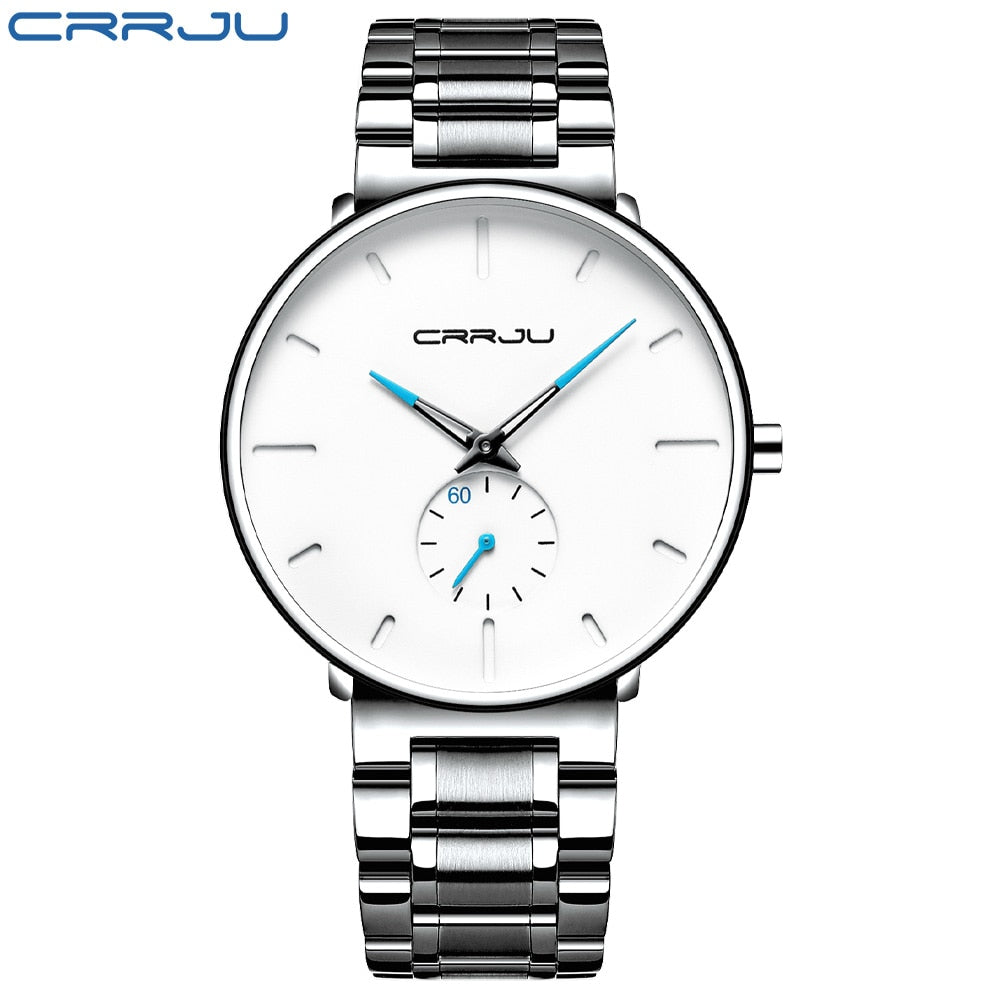 CRRJU Mens Watches Stainless Steel Men's Wrist Watch Casual Luxury Waterproof Sport Watch for Men Quartz Watch Relogio Masculino - RY MARKET PLACE