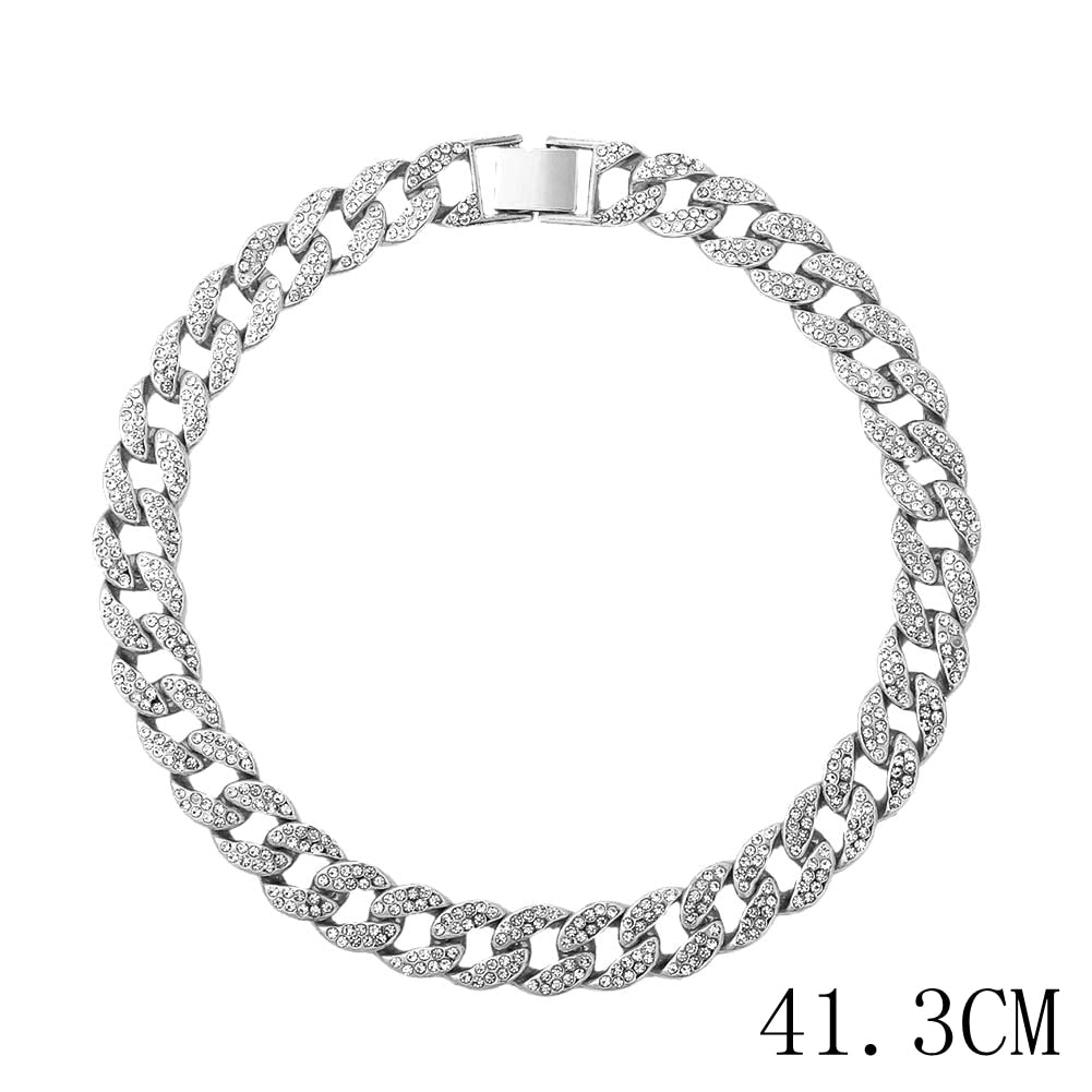 15mm Cuban Link Chains Necklace Fashion Hiphop Jewelry For Women Men Bling Iced Out  Full Rhinestone Rapper Necklaces Collar - RY MARKET PLACE