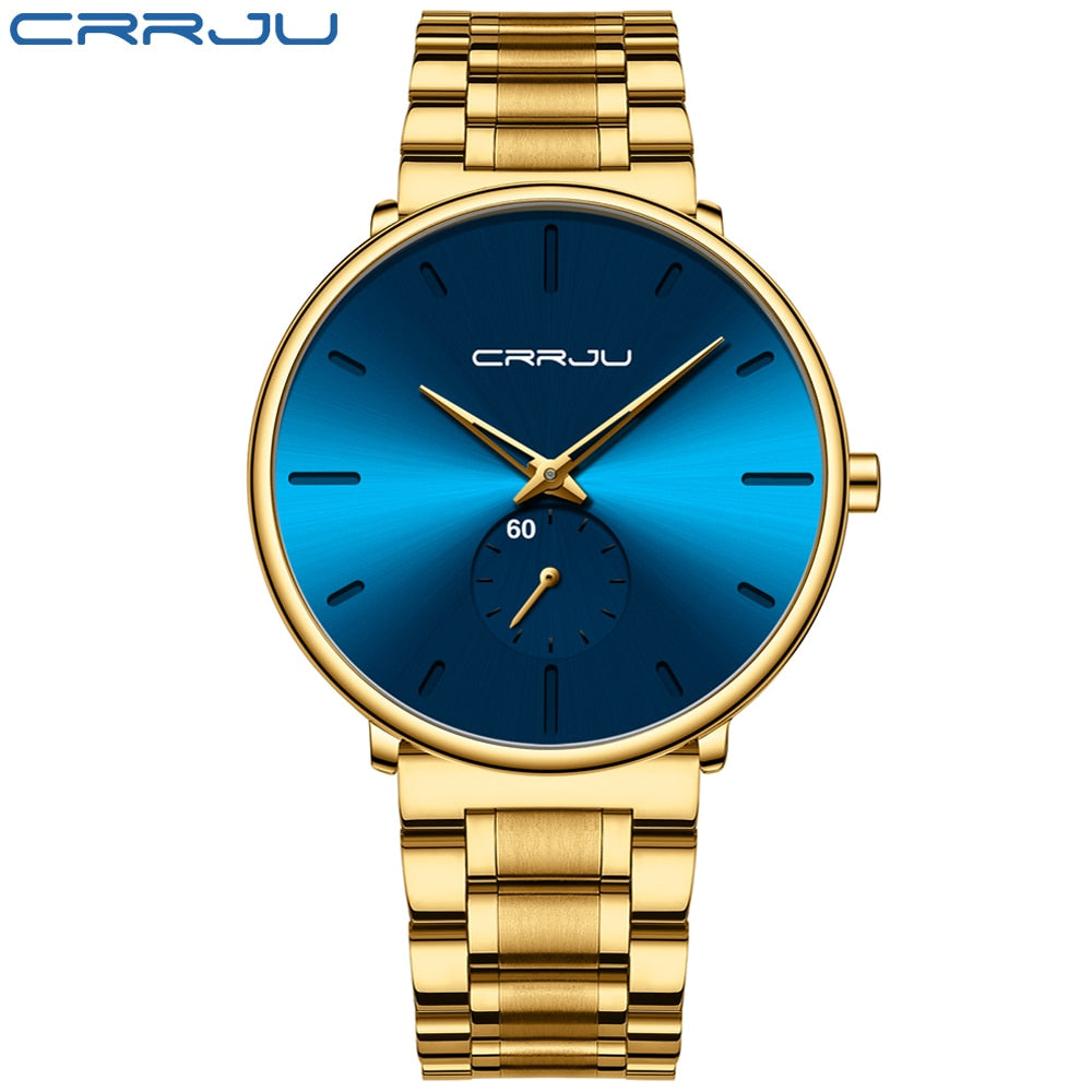 CRRJU Mens Watches Stainless Steel Men's Wrist Watch Casual Luxury Waterproof Sport Watch for Men Quartz Watch Relogio Masculino - RY MARKET PLACE