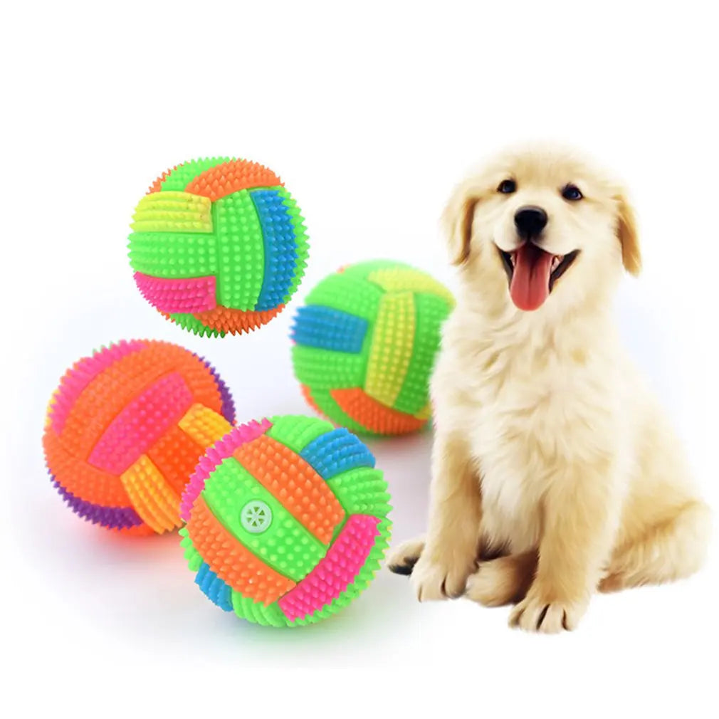 Pet Dog Toys Interactive Elasticity Rubber Balls Cat Dog Chew Toys Flashing Bouncy Volleyball Ball LED Light Hedgehog Bouncing