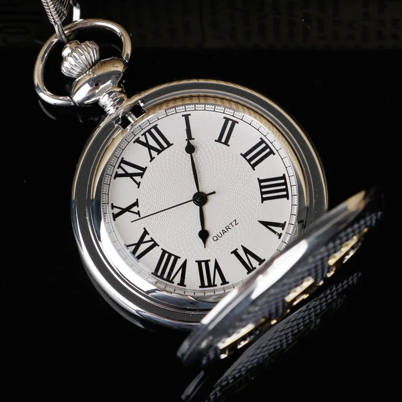 Engraved DAD Quartz Pocket Watch Vintage Necklace Pendant Bronze Mens Father's Day Gift