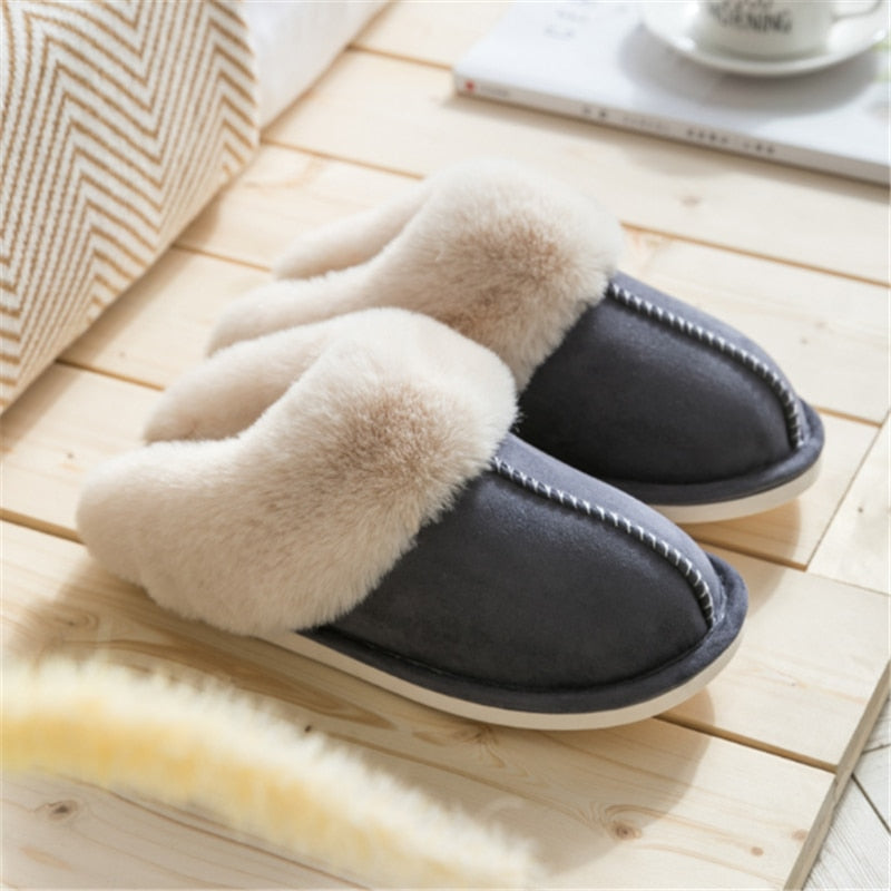 JIANBUDAN Plush warm Home flat slippers Lightweight soft comfortable winter slippers Women's cotton shoes Indoor plush slippers - RY MARKET PLACE