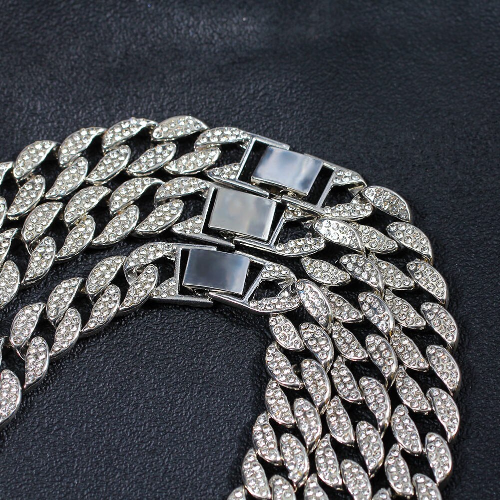 15mm Cuban Link Chains Necklace Fashion Hiphop Jewelry For Women Men Bling Iced Out  Full Rhinestone Rapper Necklaces Collar - RY MARKET PLACE