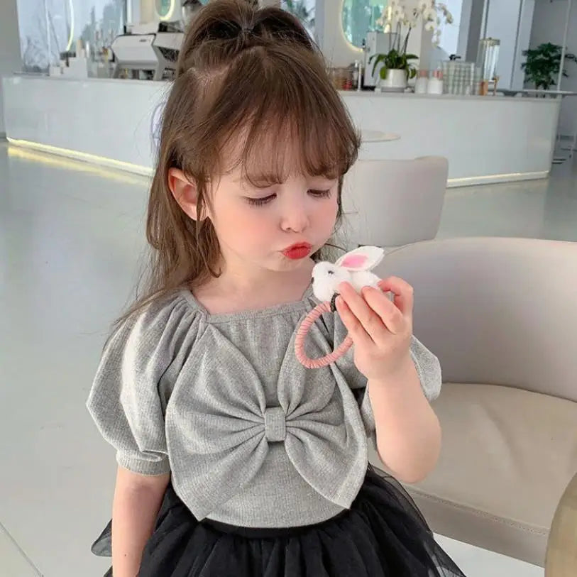 Girls Short Sleeve Shirt Tops Bow Cotton Clothes Summer Baby T Shirt For Girl Children t-shirt Clothing New Fashion Princess