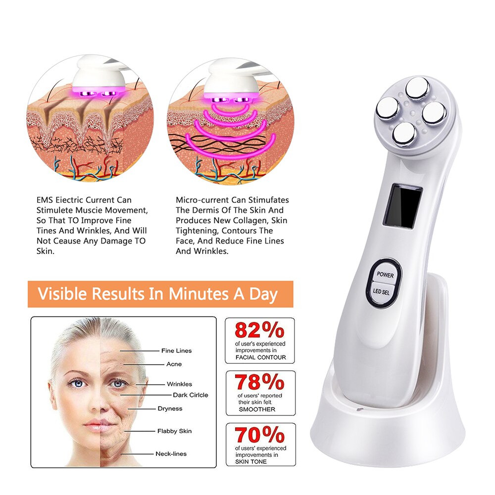 5 in 1 Mesotherapy Electroporation RF Radio Frequency Facial Beauty Device Face Lifting Face Care Skin Tightening Rejuvenation - RY MARKET PLACE