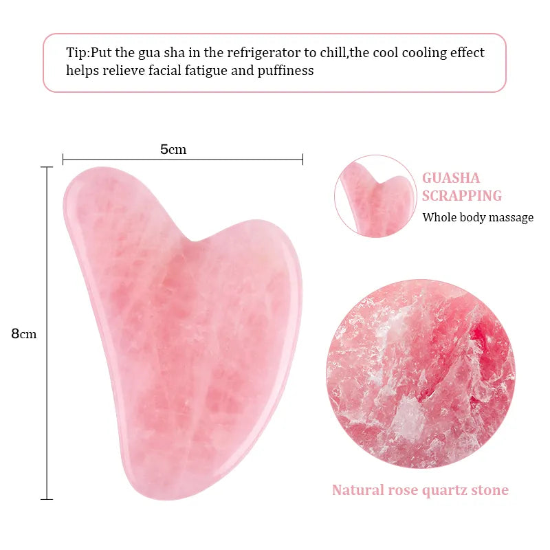 Natural Rose Jade Gua Sha Gouache Scraper Massager for Face Body Facial Skin Lifting Wrinkle Remove Beauty SPA Care Tools