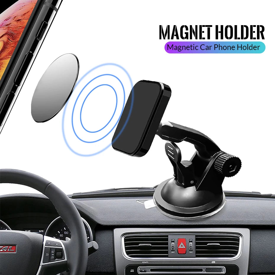 Magnetic Car Phone Holder Windshield Sucker Stand 360 Degree Mobile Cell Magnet Mount Support For iPhone Xiaomi Samsung Huawei