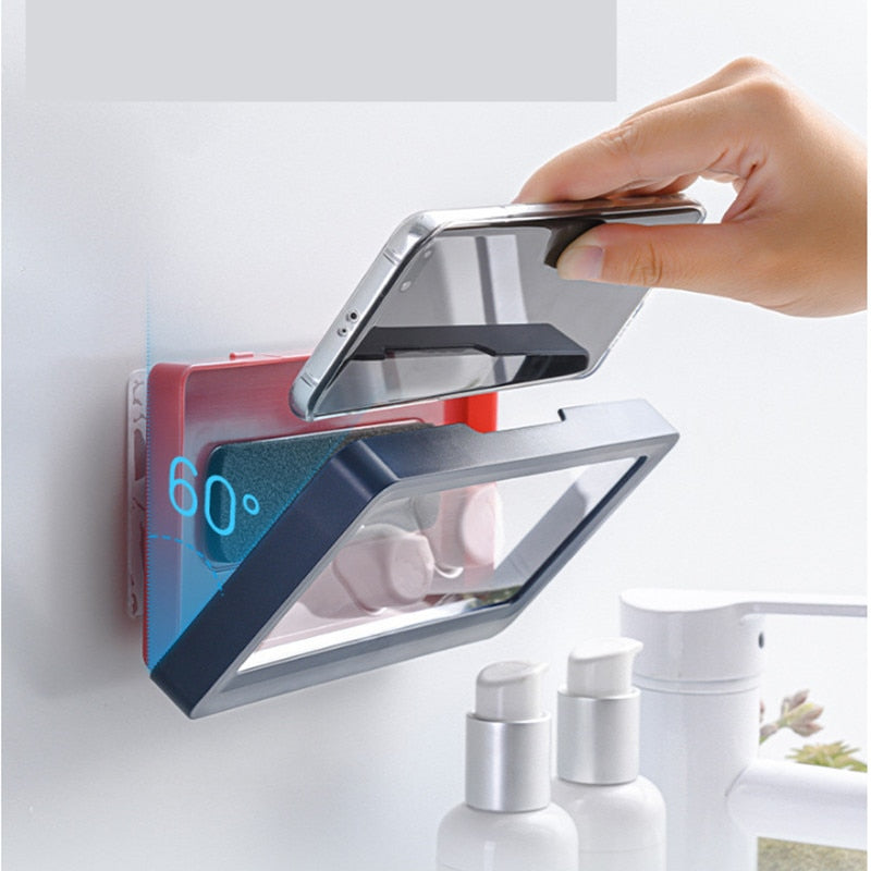 Home Wall Waterproof Mobile Phone Box Self-adhesive Holder Touch Screen Bathroom Phone Shell Shower Sealing Storage Box - RY MARKET PLACE