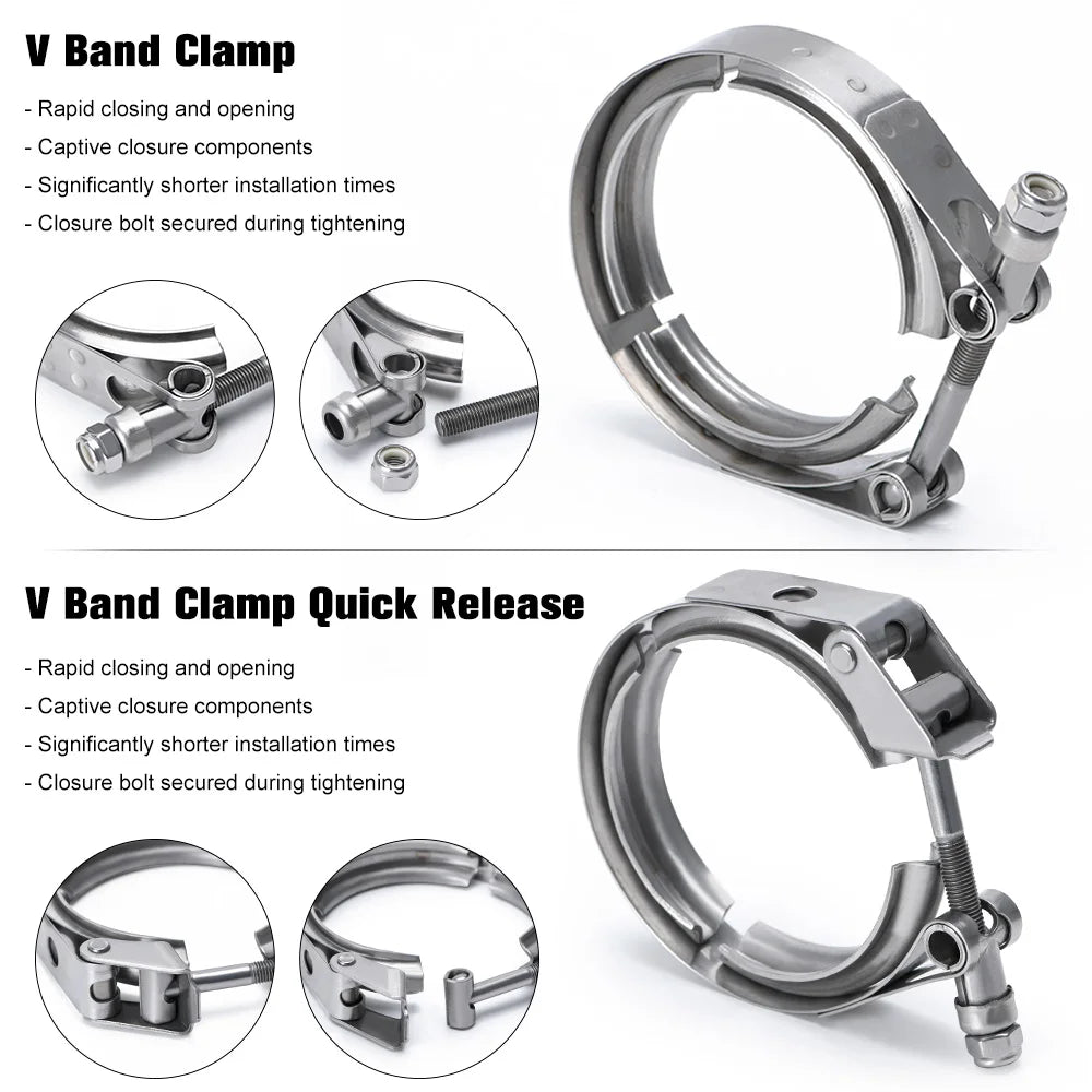 Normal or Quick Release V Band Clamp-2.0"/2.25"2.5"/2.75"/3.0"/3.25"/3.5"/4.0"Turbo/Downpipe/Hose /SS304 Car Accessories