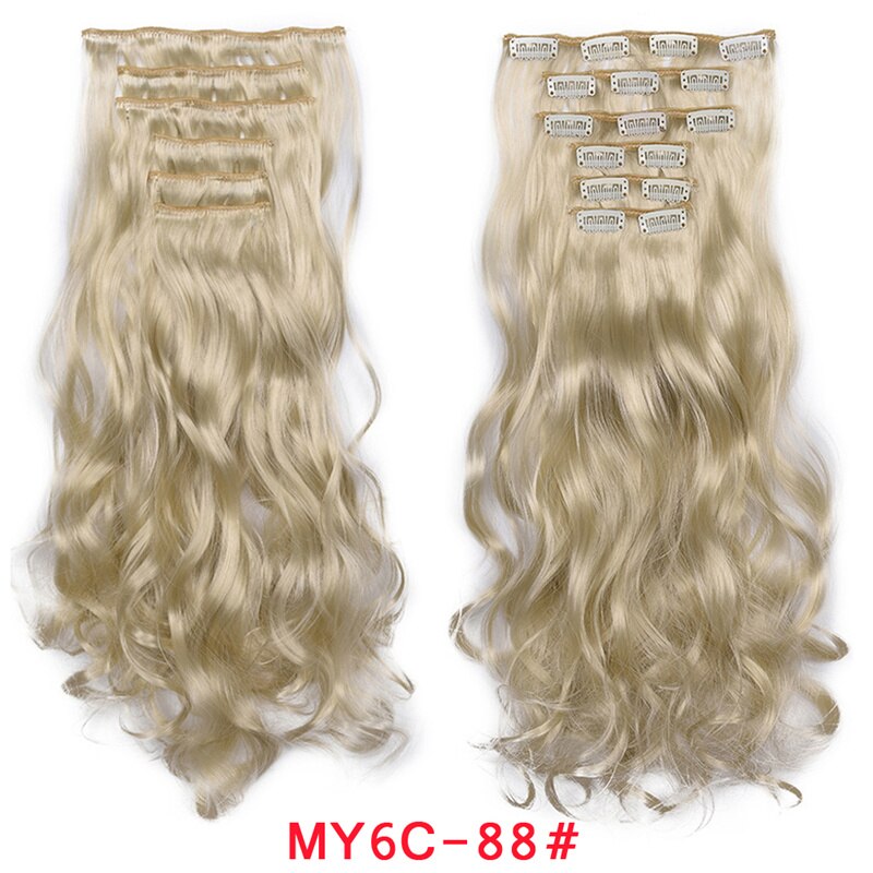 Clip In Hair Extension 20Inch 16 Clips Long Synthetic Hair Heat Resistant Hairpiece Natural Wavy Ombre Hair Piece 6Pcs/Set LIHUI - RY MARKET PLACE