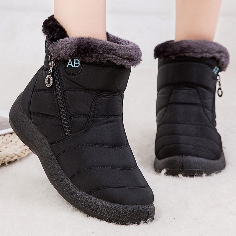 Women Boots Fashion Waterproof Snow Boots For Winter Shoes Women Casual Lightweight Ankle Botas Mujer Warm Winter Boots Black - RY MARKET PLACE