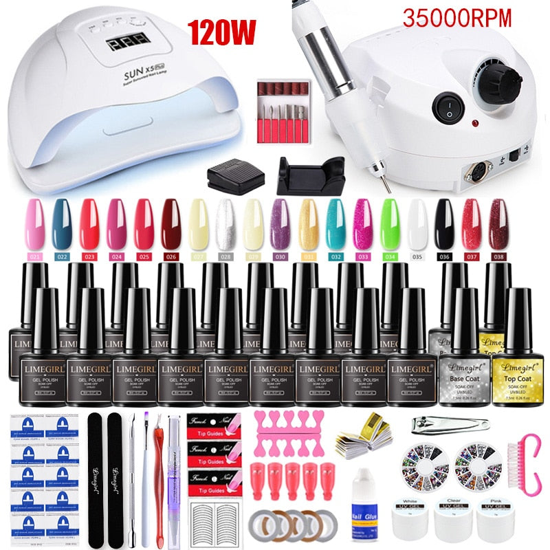 Manicure Set for Nail Extensions Gel Nail Polish Set Acrylic Kit Poly Nail Gel Set With UV LED Nail Lamp Gel Kits Nail Tools Set - RY MARKET PLACE