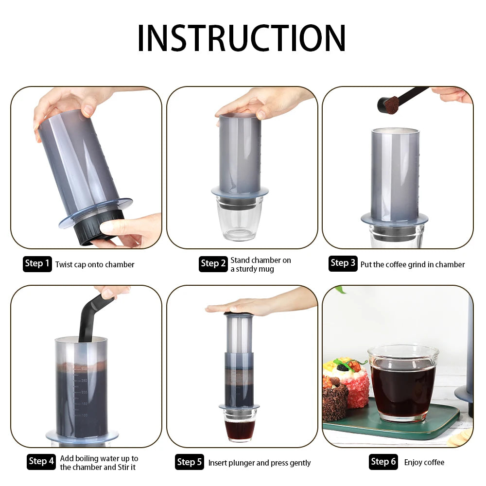 iCafilas Portable Drip Type Coffee Maker Es Press French Press Barista Tools Coffee Air Press Drip Coffee Machine Manual Grinder