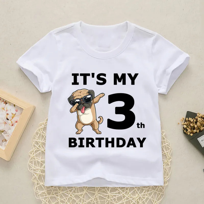 Baby Happy Birthday Number 1-10 Letter Print T Shirt Girls Boys Dogs Funny T-shirt Clothes Summer Cute Short Sleeve,YKP021