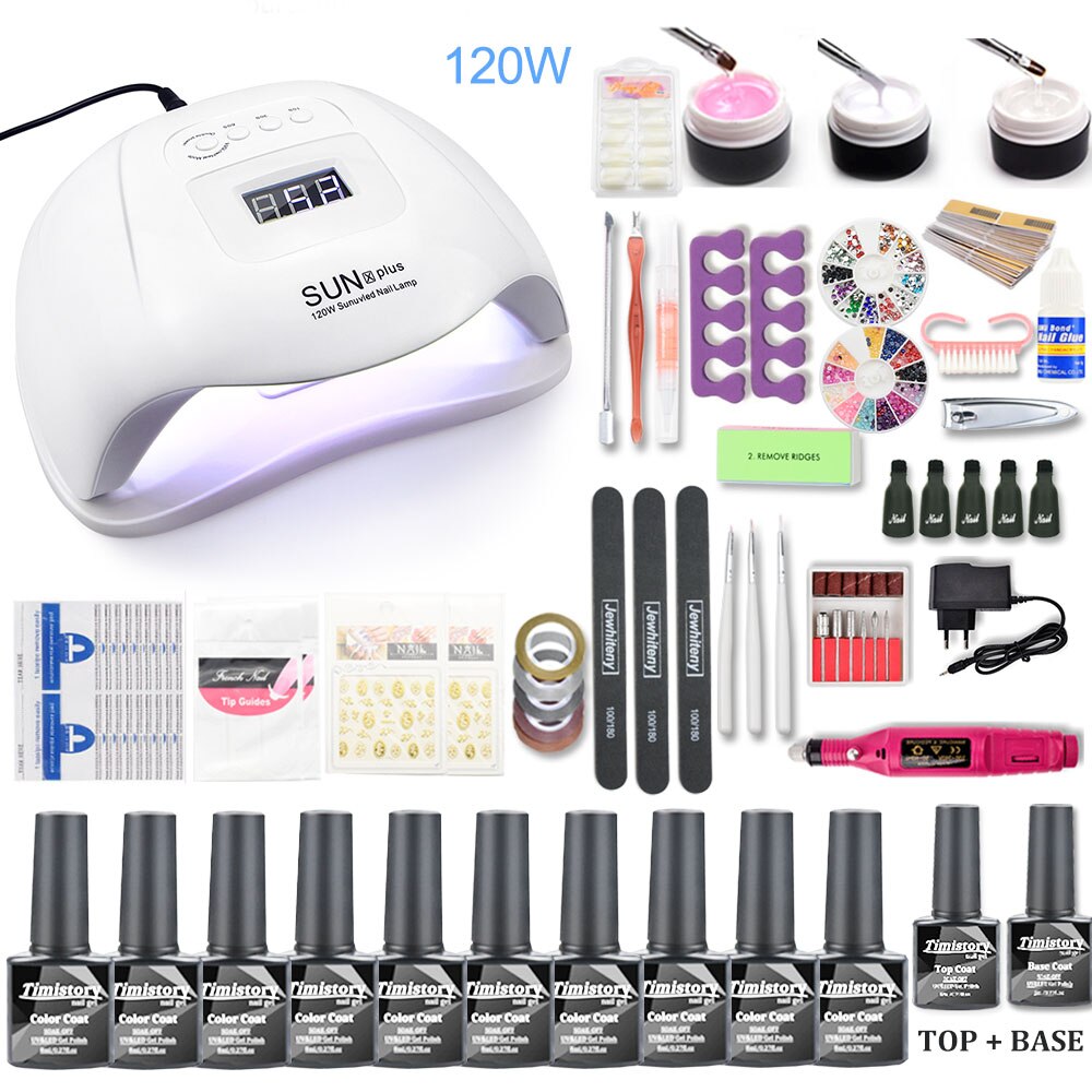 Manicure Nail Set 30/20/10 gel Nail Polish Set Kit 120W UV LAMP Set Electric Nail Drill Nail Art Manicure Set Nail Extension Kit - RY MARKET PLACE