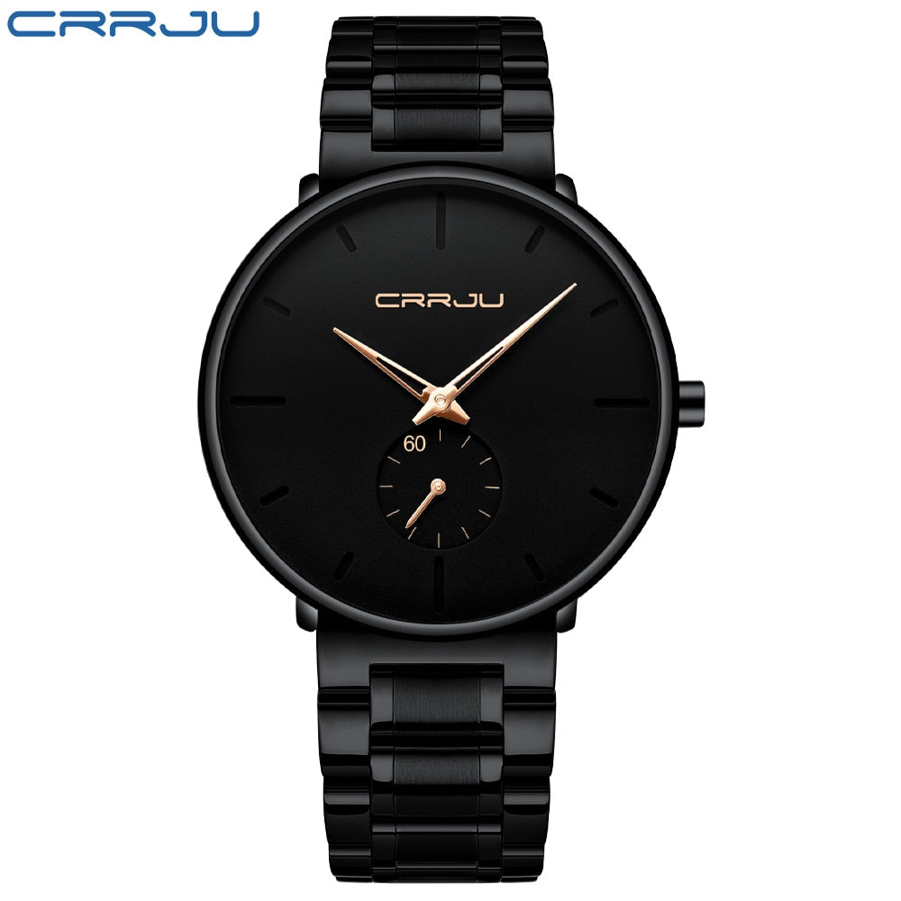 CRRJU Mens Watches Stainless Steel Men's Wrist Watch Casual Luxury Waterproof Sport Watch for Men Quartz Watch Relogio Masculino - RY MARKET PLACE